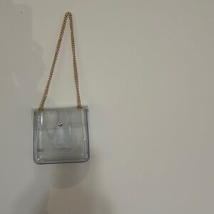 Women Clear purse with gold chain